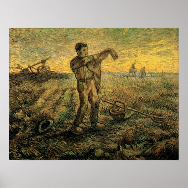 Evening - End of the Day by Vincent van Gogh Poster (Front)
