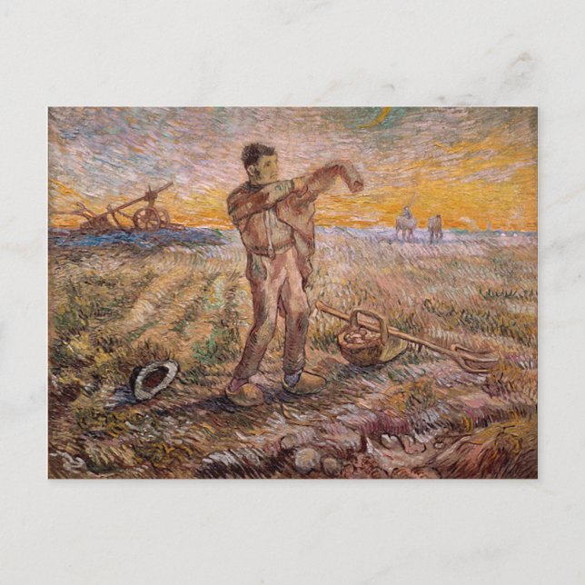 Evening, End of the Day, Vincent van Gogh Postcard (Front)