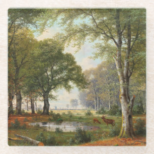 Evening Forest Landscape Glass Coaster