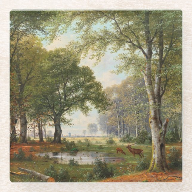 Evening Forest Landscape  Glass Coaster (Front)