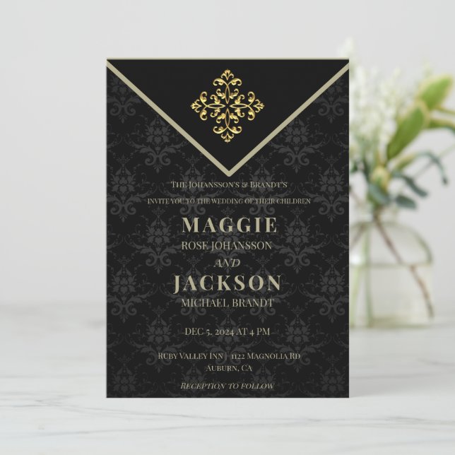 Evening Glam Wedding  Invitation (Standing Front)