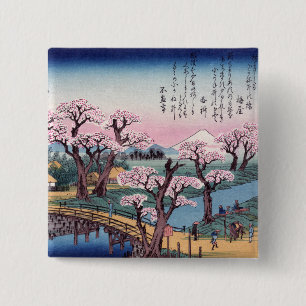 Evening Glow at Koganei Bridge, Ando Hiroshige 15 Cm Square Badge