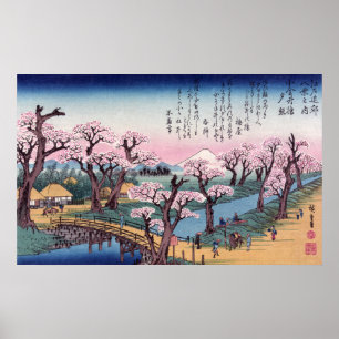 Evening Glow at Koganei Bridge, Ando Hiroshige Poster