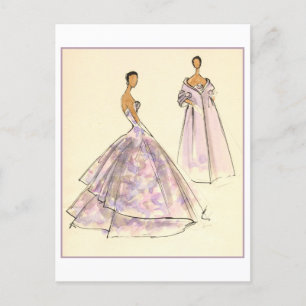 Evening Gown Fashion Design Sketch Postcard