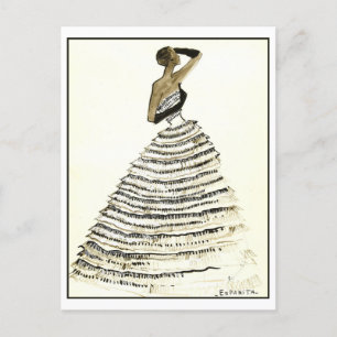 Evening Gown Fashion Design Sketch Postcard