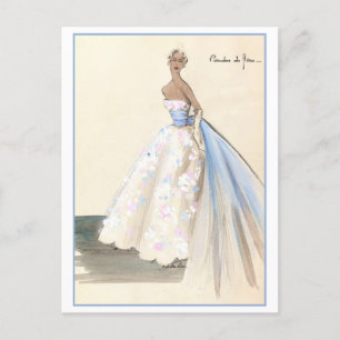 Evening Gown Fashion Design Sketch Postcard