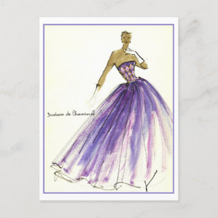 Evening Gown Fashion Design Sketch Postcard
