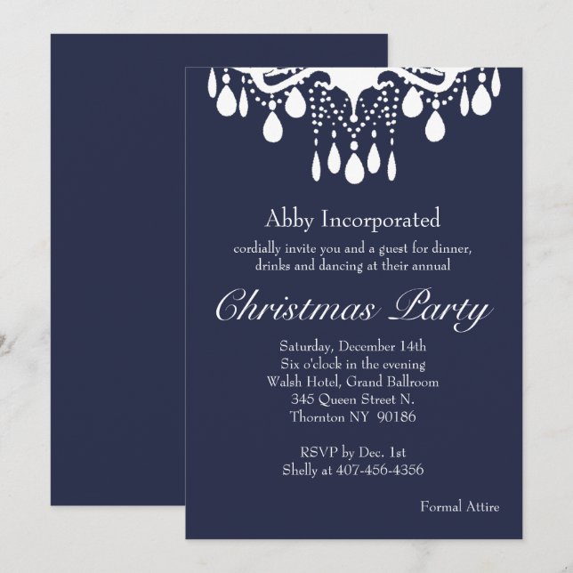 Evening Grand Ballroom Christmas Party Invitation (Front/Back)