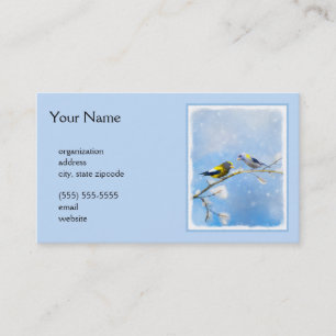 Evening Grosbeak Painting - Cute Original Dog Art Business Card