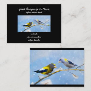 Evening Grosbeak Painting - Cute Original Dog Art Business Card
