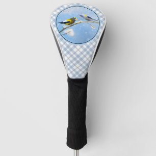 Evening Grosbeak Painting - Cute Original Dog Art Golf Head Cover
