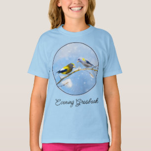 Evening Grosbeak Painting - Cute Original Dog Art  T-Shirt