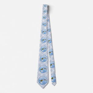 Evening Grosbeak Painting - Cute Original Dog Art Tie