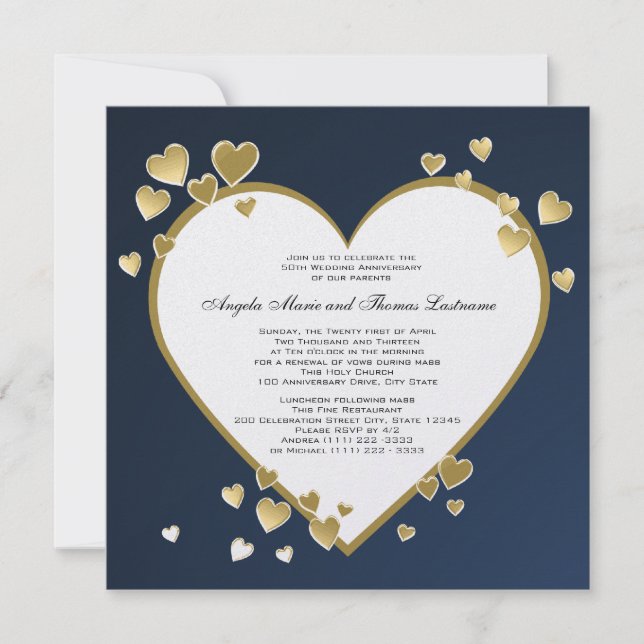 Evening Heart 50th Anniversary Invitation (Front)