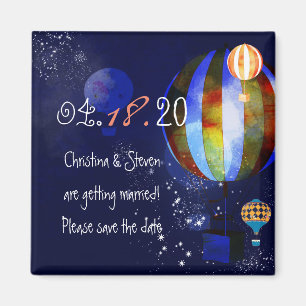 Evening Hot Air Balloons Hip Wedding Save the Date Magnet
