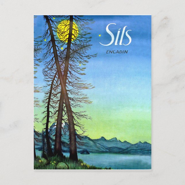 Evening in Sils, Engadin, Switzerland, vintage Postcard (Front)