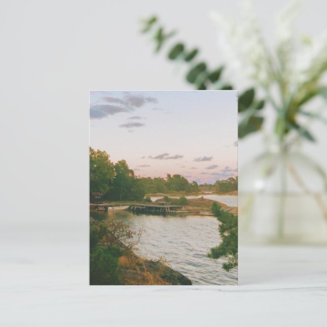 Evening in the swedish archipelago postcard (Standing Front)