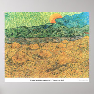 Evening landscape at moonrise by Vincent van Gogh Poster
