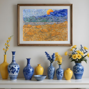 Evening Landscape with Rising Moon by Van Gogh Poster