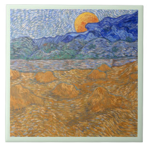 Evening Landscape with Rising Moon by Van Gogh  Tile