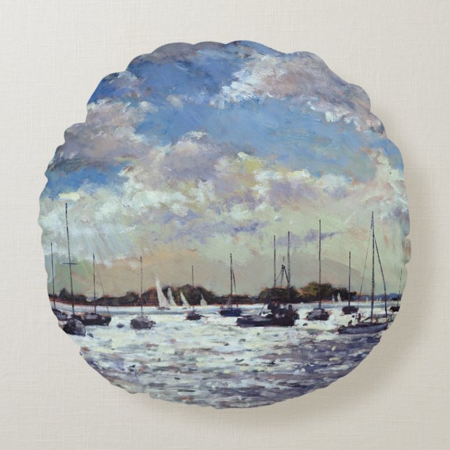 Evening Light Gulf of Morbihan 2002 Round Cushion (Front)