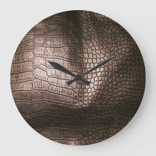 Evening Luxe: Leather Textured Sophistication Large Clock
