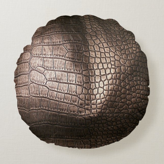 Evening Luxe: Leather Textured Sophistication Round Cushion (Front)