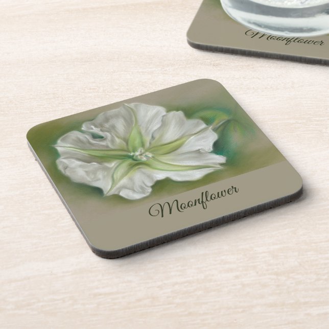 Evening Moonflower Pastel Art Coaster (Left Side)