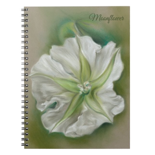 Evening Moonflower Pastel Art Personalised Notebook (Front)
