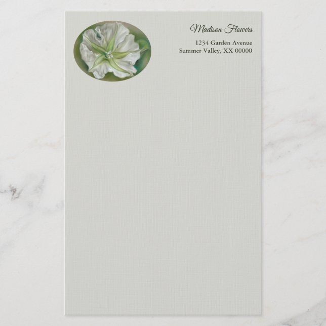 Evening Moonflower Pastel Art Personalised Stationery (Front)