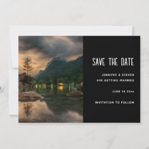 Evening Mountain Lake Photograph - Wedding Save The Date