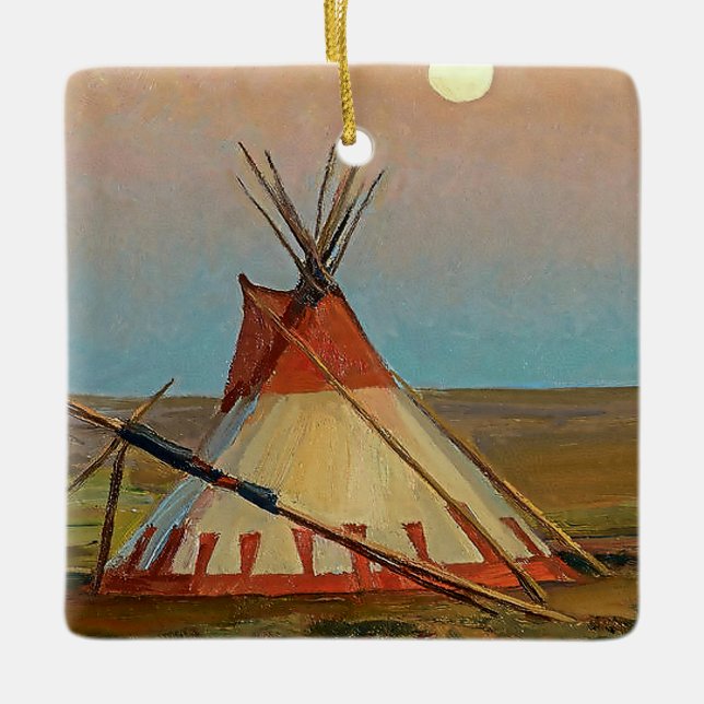 “Evening on the Blackfeet Reservation” by Maynard Ceramic Ornament (Front)
