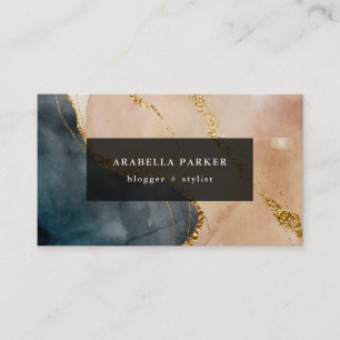 Evening Painted Glamour Faux Gold and Neutral Business Card