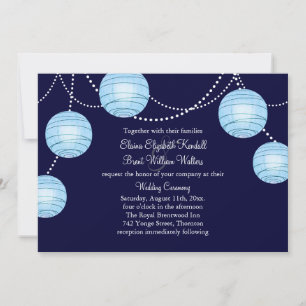 Evening Party Lanterns Wedding Invitation in Blue