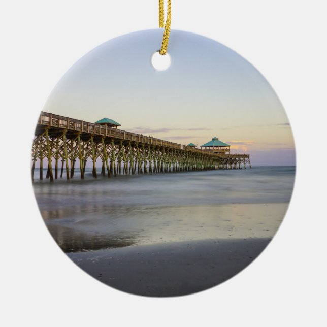 Evening Peace On Folly Beach Ceramic Tree Decoration (Front)
