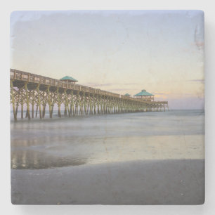 Evening Peace On Folly Beach Stone Coaster