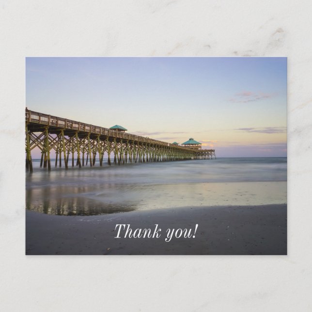 Evening Peace On Folly Beach Thank You Postcard (Front)