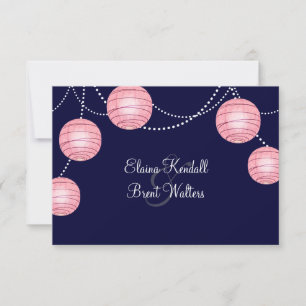 Evening Pink Party Lanterns RSVP Card