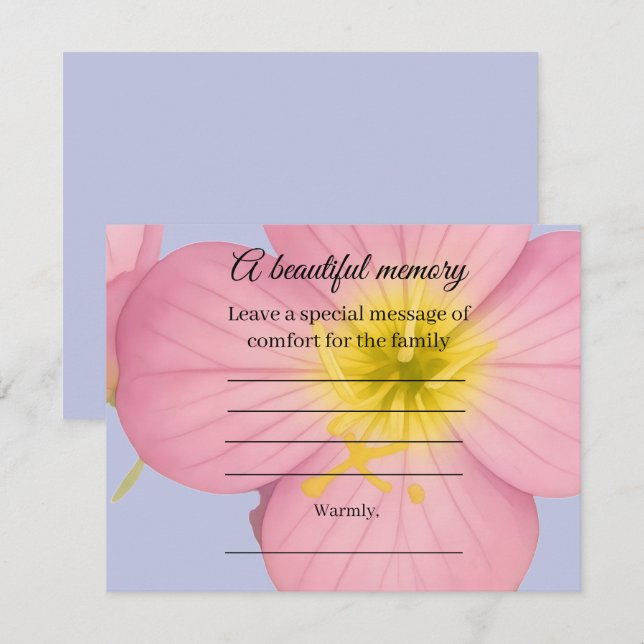 Evening primrose Memorial Message Card (Front/Back)