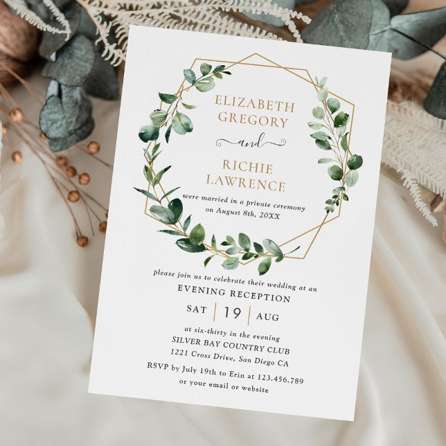 Evening Reception Greenery Geometric Wedding Invitation (Creator Uploaded)