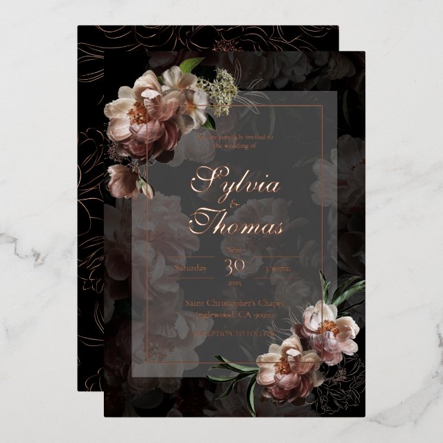 Evening Rose Gold Foil Wedding  (Front/Back)