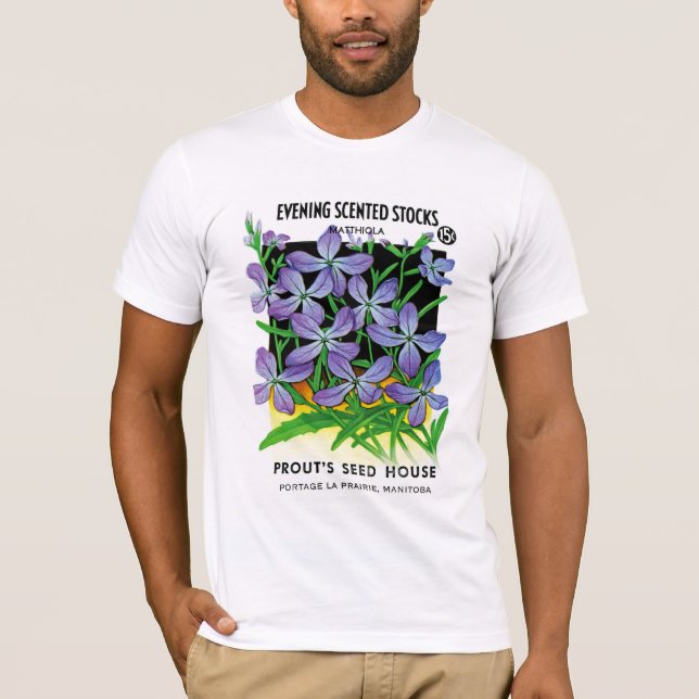 Evening Scented Stocks Seed Packet Label T-Shirt (Front)