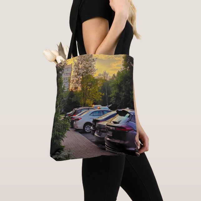 Evening Sidewalk Sunset Tote – Customisable Bag (Close Up)