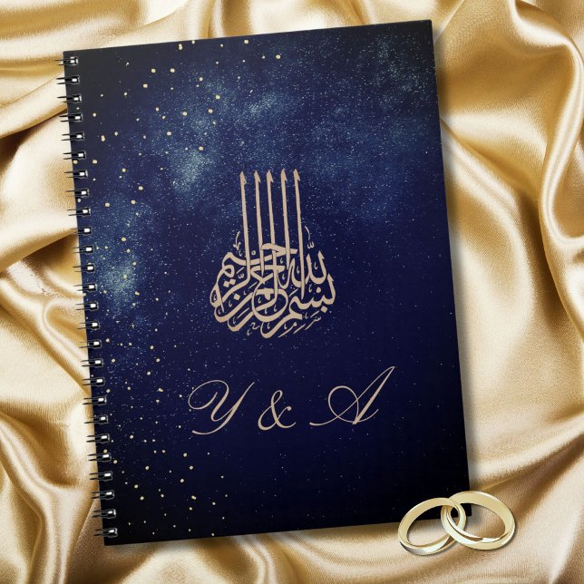 Evening Sky Astral Gold Stars Blue Wedding Notebook (Creator Uploaded)