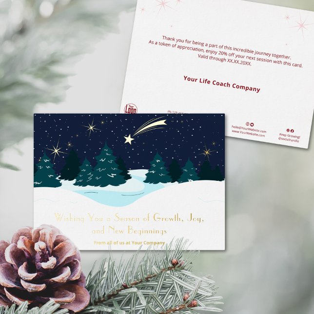 Evening Sky Foil Accents Christmas Holiday Card (Evening Sky Foil Accents Christmas Holiday Card, Business Season Greetings, Shooting Star)