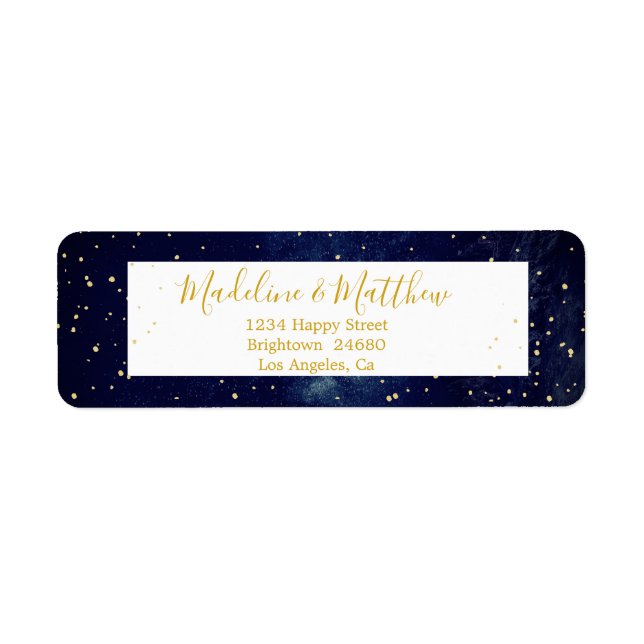 Evening Sky Gold Stars Blue Wedding Monogram (Front)