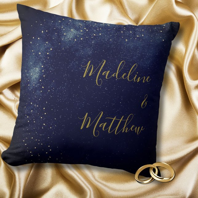 Evening Sky Gold Stars Wedding Momento Cushion (Creator Uploaded)