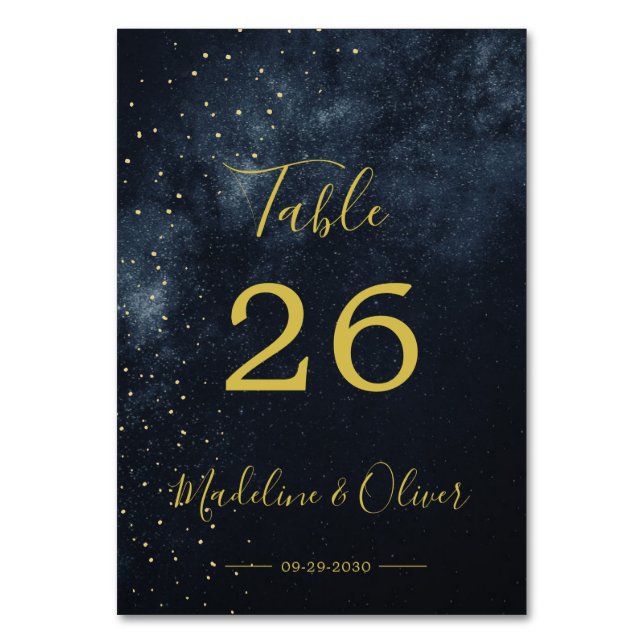 Evening Sky Modern Wedding Elegant Table Number (Front)