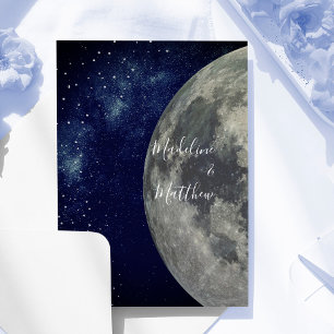 Evening Sky Moon Stars Blue Wedding Invitation