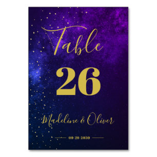 Evening Sky Purple Elegant Wedding Table Number